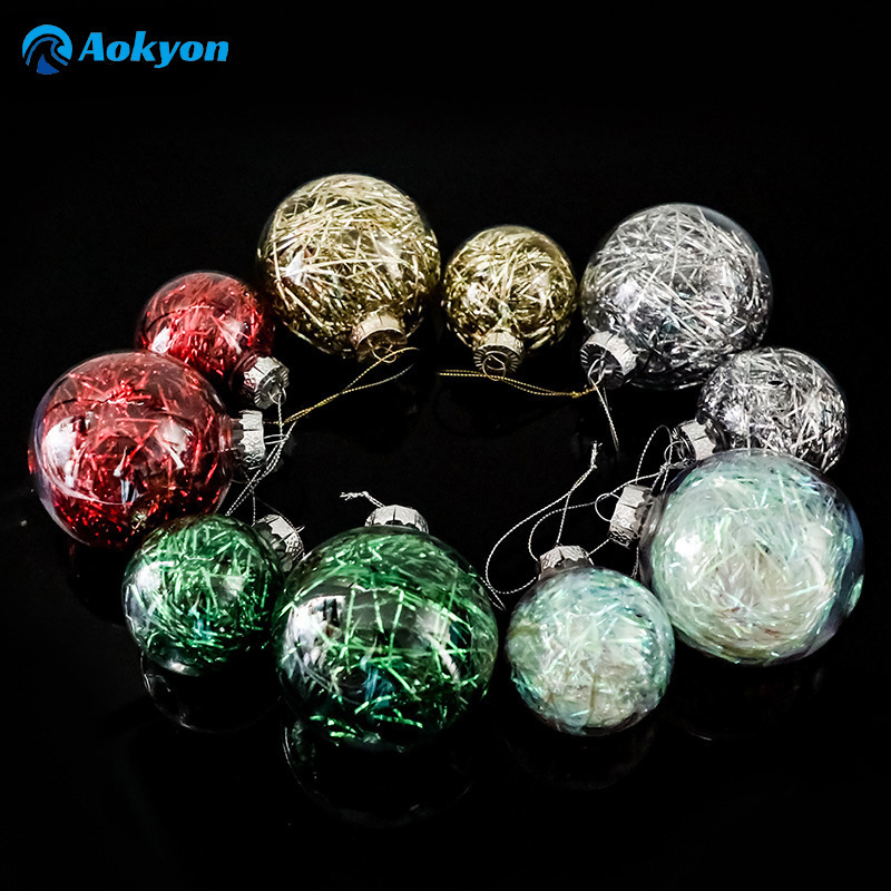国境を越えた卸売インテリアネギ飾り透明クリスマスツリー装飾ペンダント PETDIY 熱転写パッチクリスマスボール|undefined