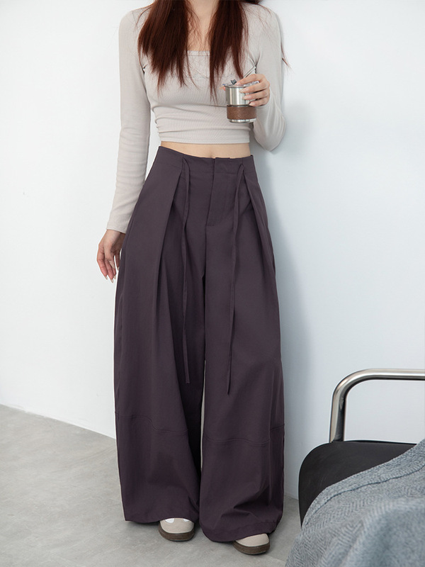绝绝紫弯刀裤女秋冬2025新款高腰宽松休闲裤子百搭显瘦剪刀阔腿裤|undefined