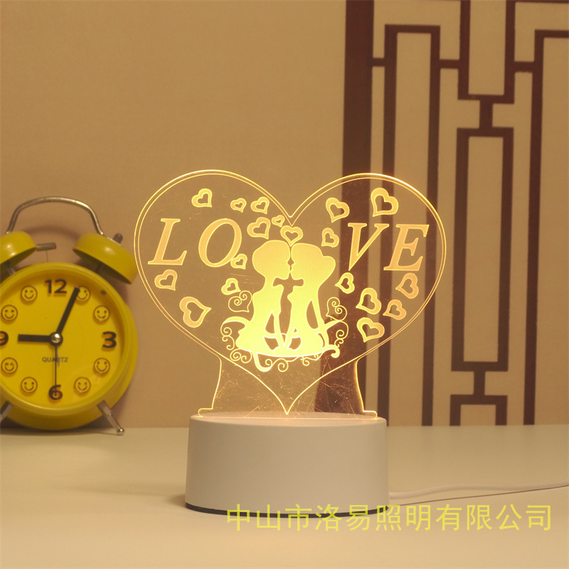 3D lámpara de noche acrílica atmósfera regalos de cabecera atmósfera lámpara de evento regalos al por mayor DIY lámpara de escritorio ideas de Navidad