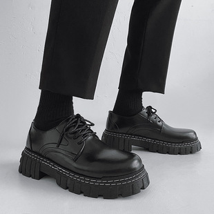 Cross-border Derby shoes men's shoes black leather shoes talent spring and autumn new low-top small leather shoes live youth leisure