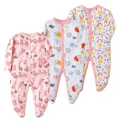 Wholesale factory price newborn one-piece long-sleeved one-piece long-sleeved foot-covering pure cotton romper casual crawling suit spring and autumn baby pajamas