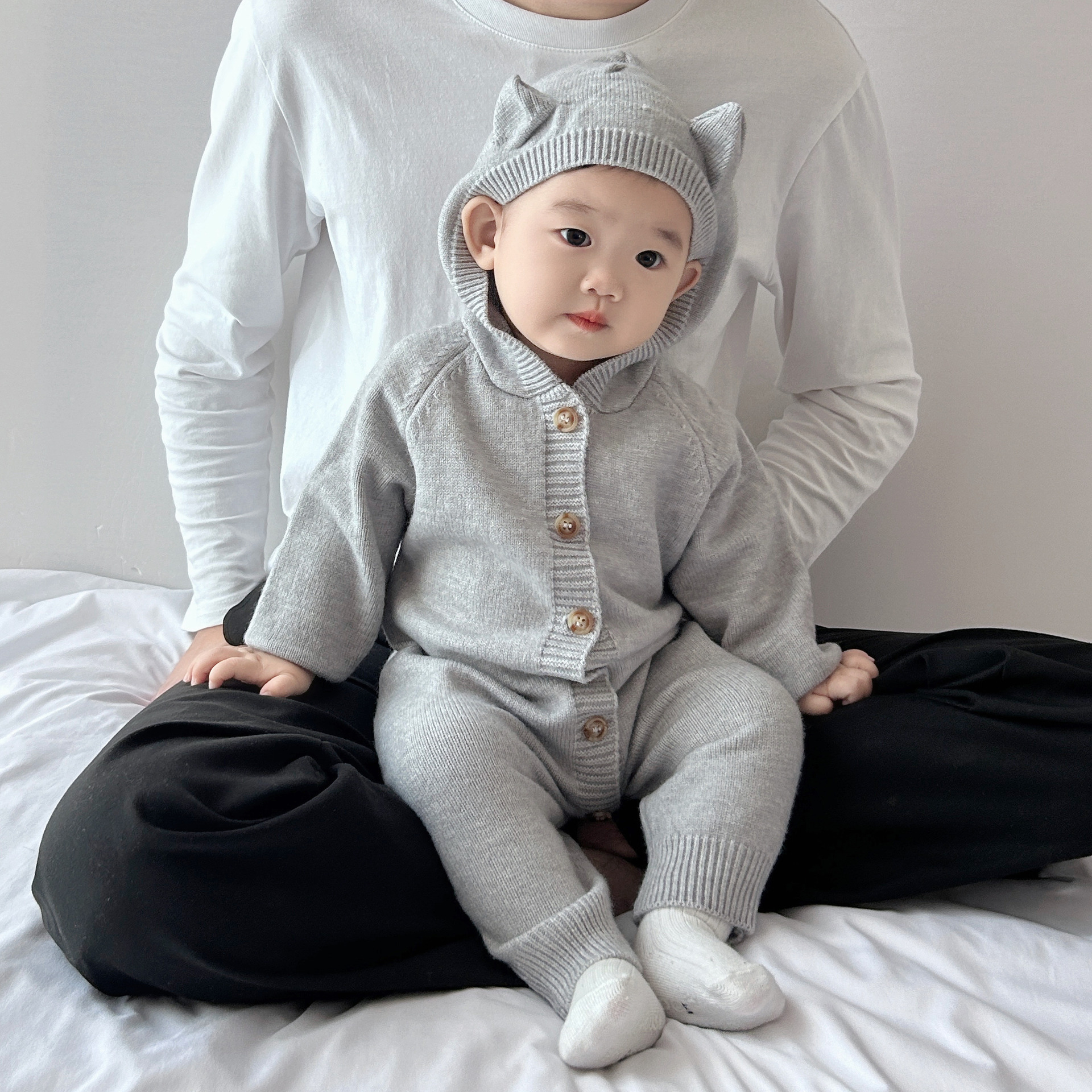 Baby spring overcoat adorable con gorra gorda ropa de bebé de primavera ropa masculina de estilo extranjero image 1
