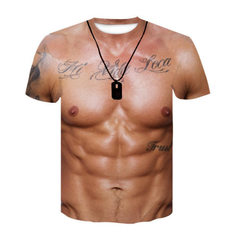 Pod/Jit/Cross-Border Foreign Trade 3Dt Shirt Short-Sleeved Factory Direct Sales Muscle Print Personalized T-Shirt Pod/Jit/Cross-Border Foreign Trade 3Dt Shirt Short-Sleeved Factory Direct Sales Muscle Print Personalized T-Shirt