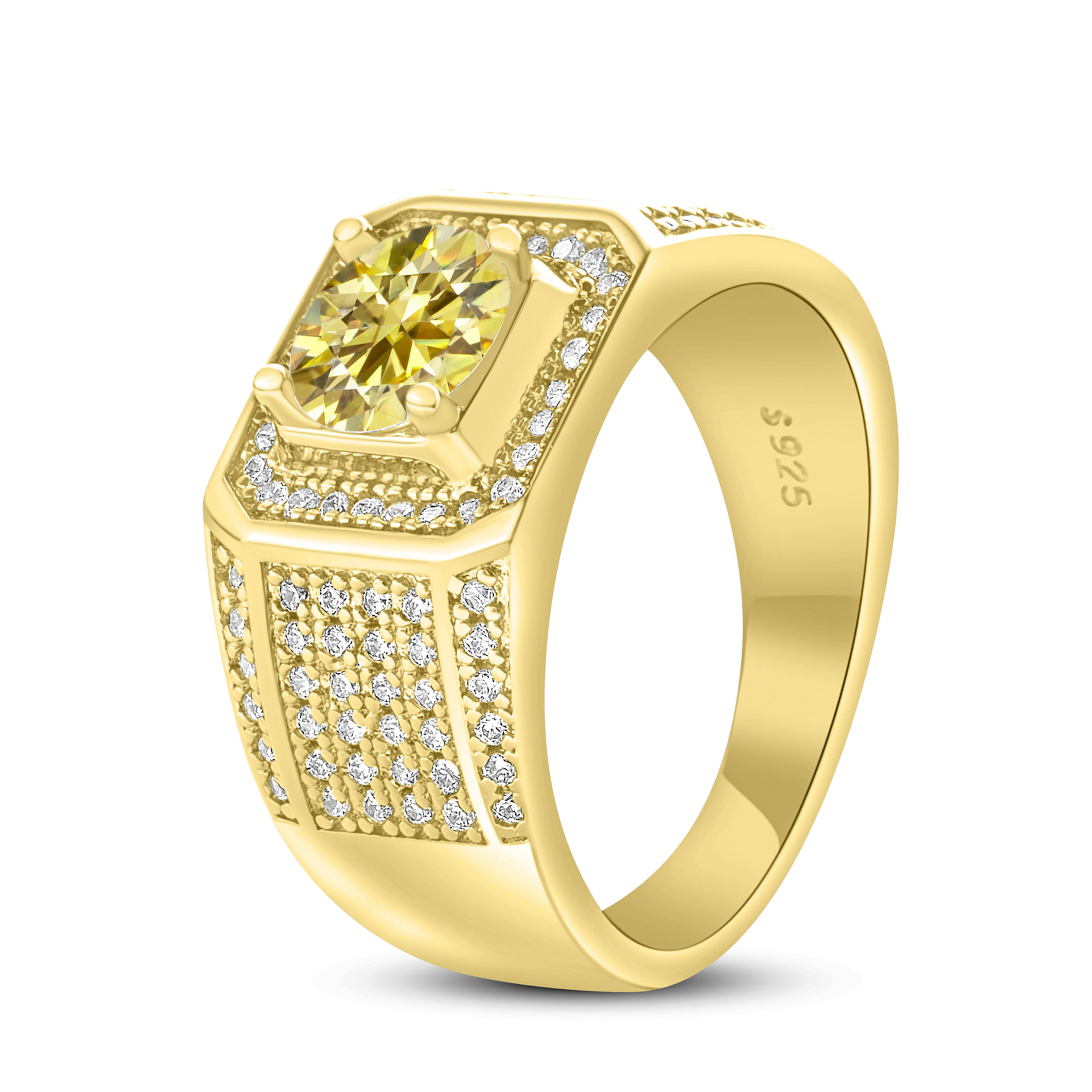 Anillo de hombre de plata esterlina 925 1 quilates de piedra de mosaico anillo de hombre chapado en oro atmósfera para enviar a los fabricantes de novio en stock al por mayor