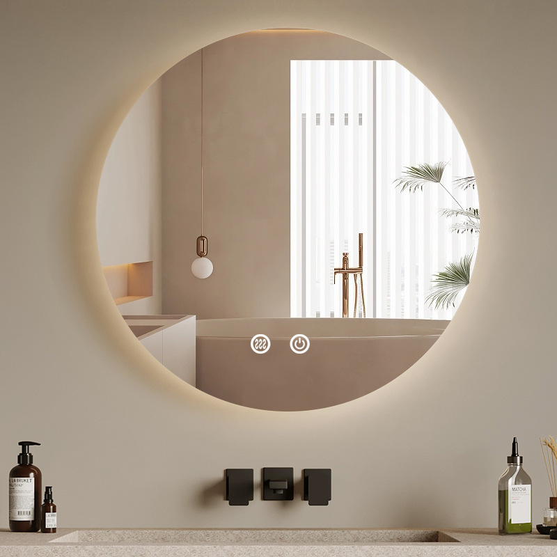 Backlit Round Smart Bathroom Mirror Led Toilet Bathroom Mirror Anti-Fog Washbasin Makeup Mirror Wall-Mounted