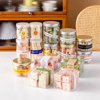 Прозрачная пластиковая банка Алюминиевая крышка Палец Печенье Банка для печенья Пищевая пластиковая банка Круглое ведро для крекеров 6 шт. Оптовая продажа