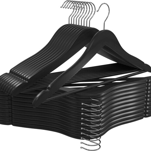 Black wooden suit hanger, solid wood suit hanger, hotel clothing hanger, adult garment rack