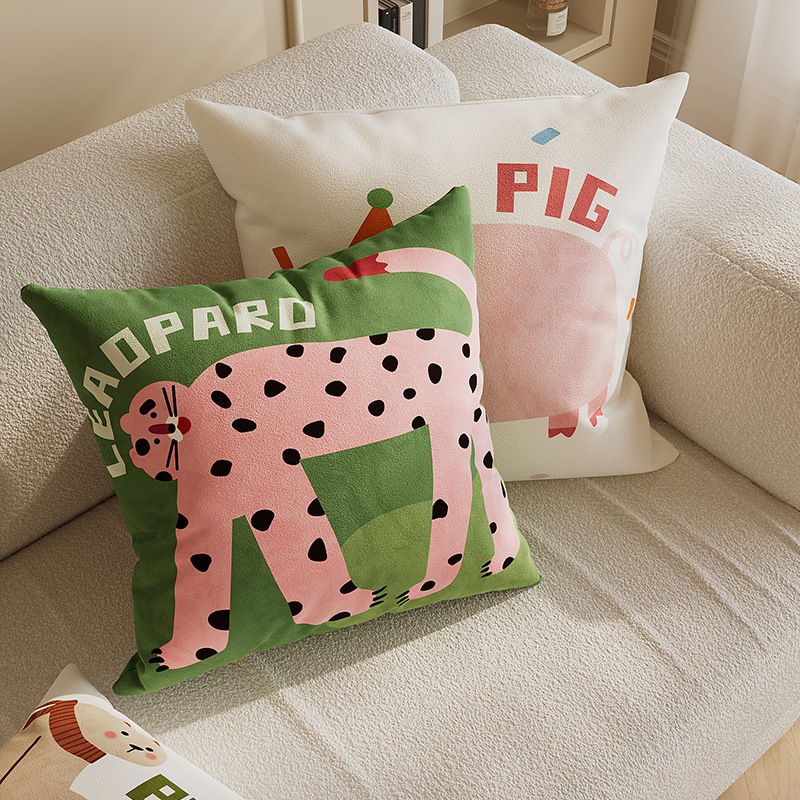 Dopamine Pillow Sofa Living Room Cushion Waist Square Car Bedside Pillow Cartoon Cute Pillow Case Wholesale