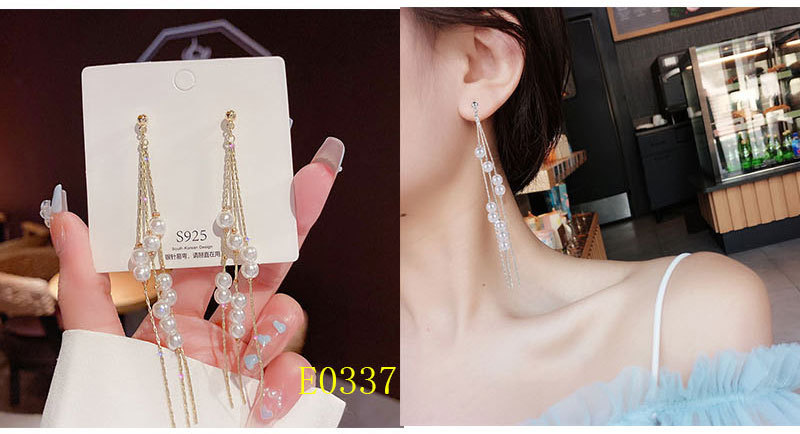 1 Pair Basic Geometric Bow Knot Tassel Plating Inlay Alloy Rhinestones Pearl Drop Earrings display picture 14