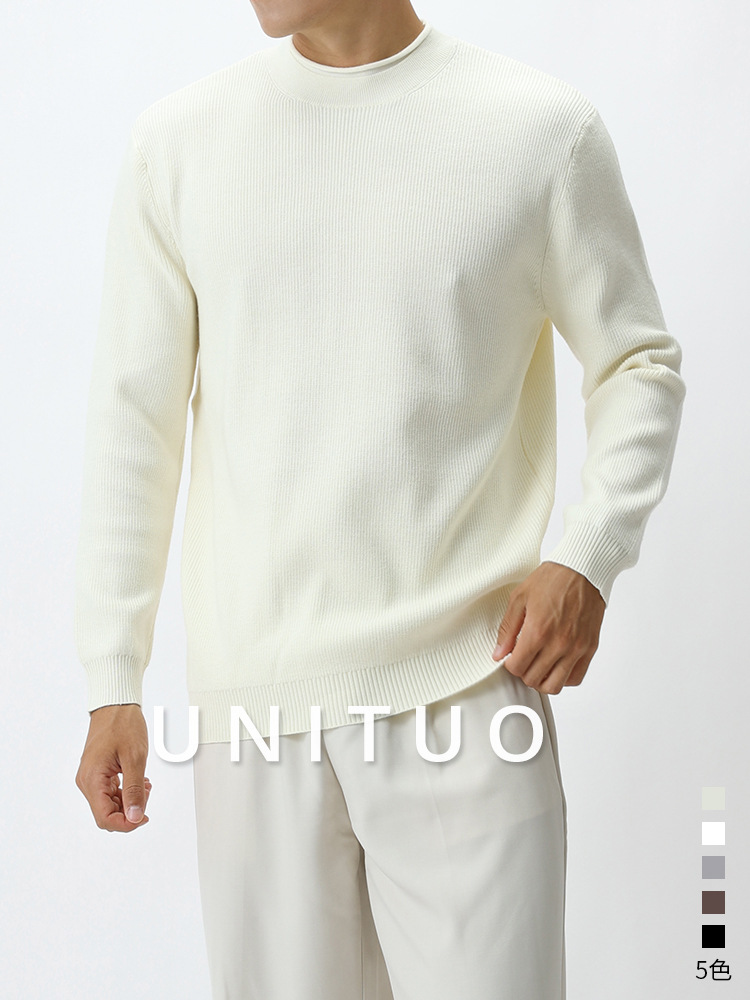 Vento perezoso hombre nuevo suéter de punto de cuello redondo hombre explosión casual versátil manga larga abrigo camiseta camiseta superior
