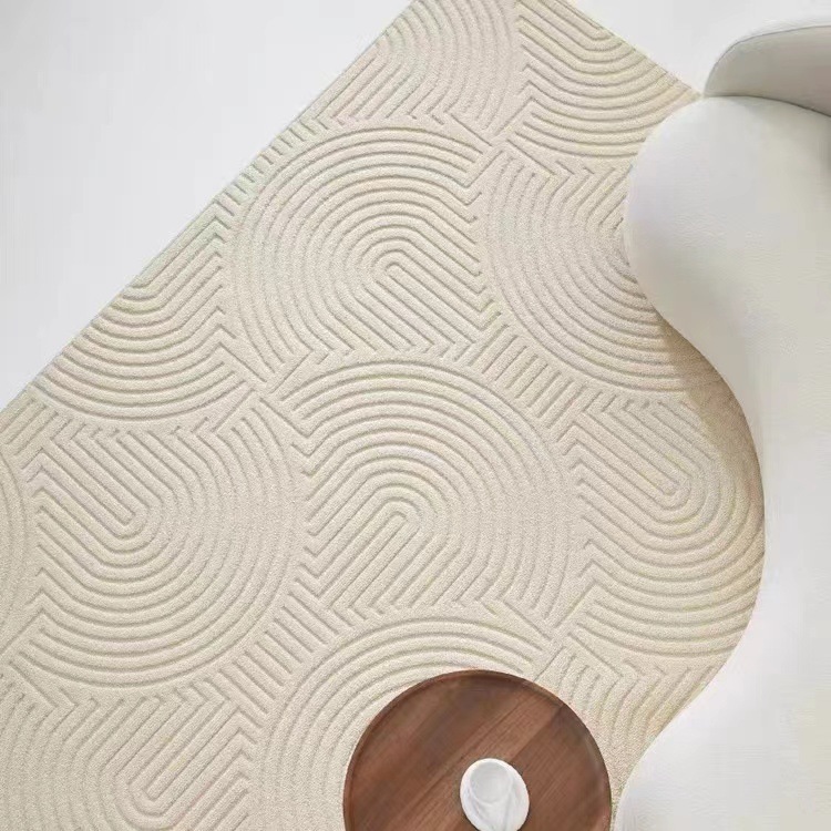 Nueva Zelanda lana tridimensional alivio diatomeas crema de seda sala de estar alfombra francés luz lujo de alta gama dormitorio alfombra lisa