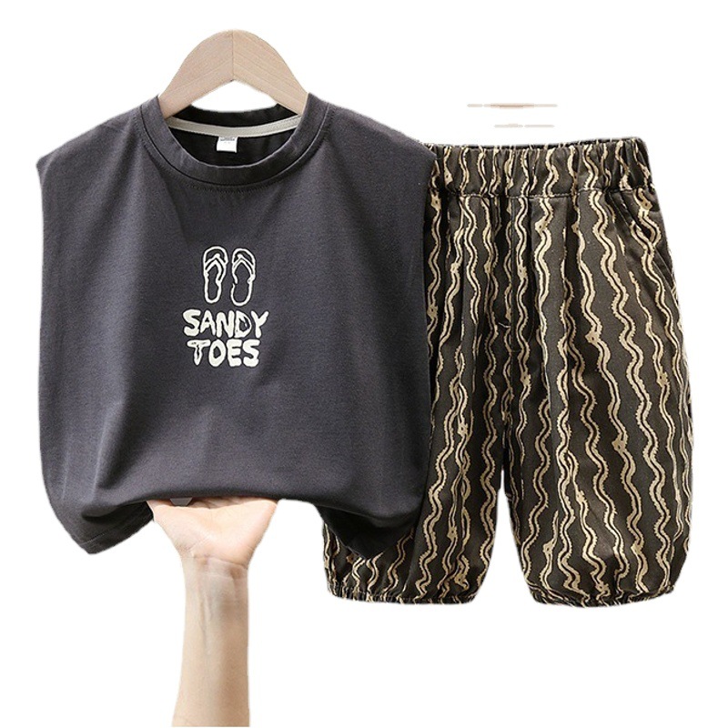 3527 ropa de verano para niños traje de niños verano 2023 nuevos niños chaleco sin mangas para Bebés Ropa exterior traje de dos piezas