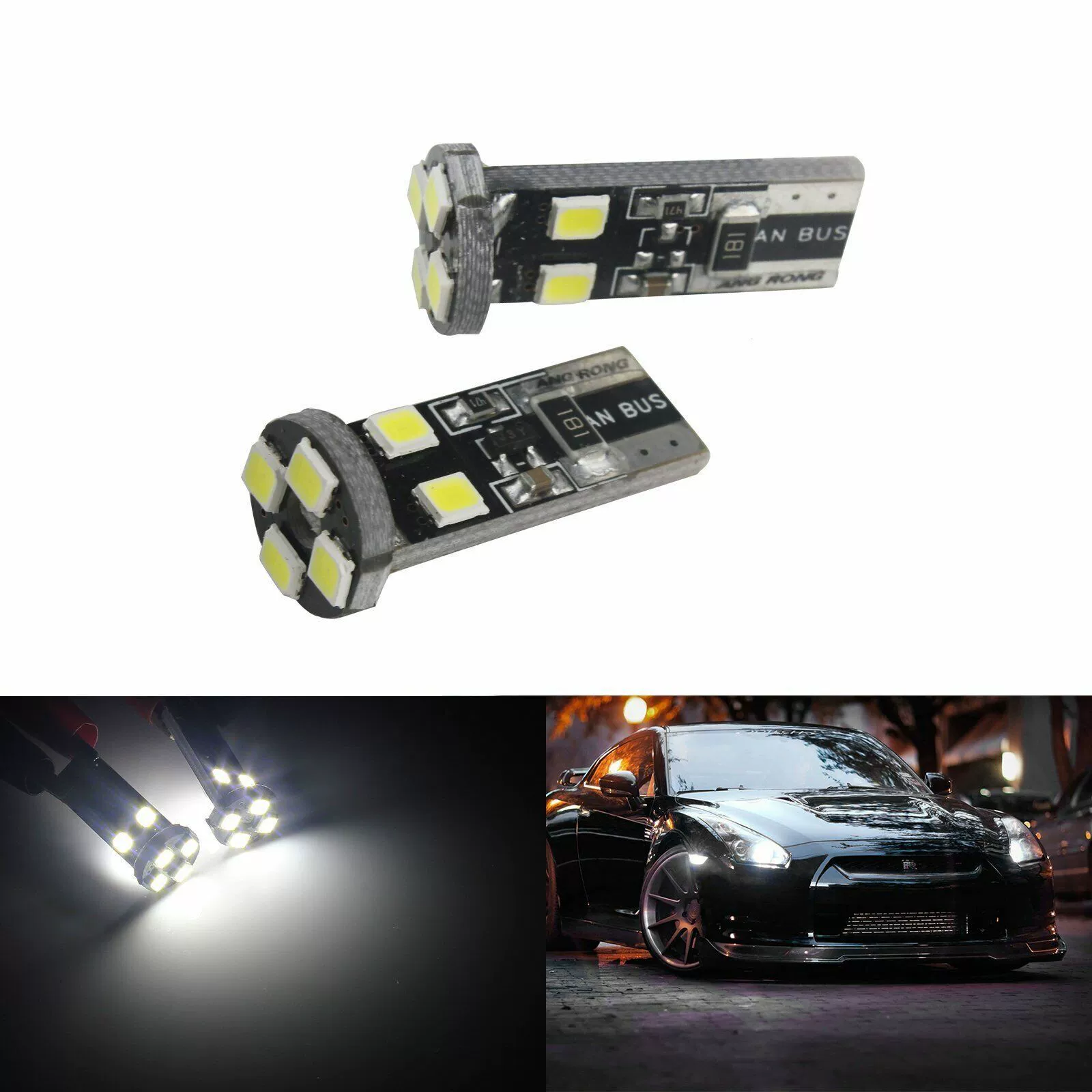 Автомобильные светодиодные дневные ходовые огни T10-8SMD-1210 свет 3528 ширина декодирования свет номерного знака/свет прибора