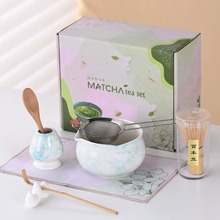 跨境亚马逊日式抹茶碗带嘴陶瓷茶具配件茶筅立套组日式茶道