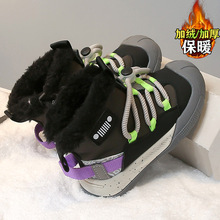 2024冬季新款东北中大童男童雪地靴户外防滑女儿童保暖棉靴短靴
