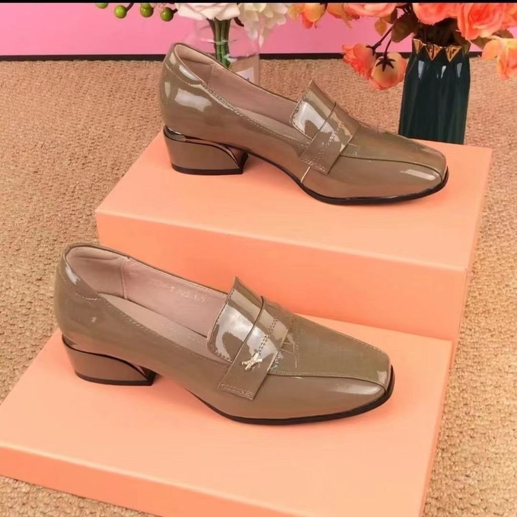 Zapatos de trabajo de cuero lacado de mujer negro suave cómodo para trabajar durante mucho tiempo de pie no se cansa zapatos de trabajo de talón alto zapatos de mujer