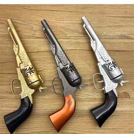西部牛仔金属砸炮枪8090怀旧儿童玩具1:2.05不可发射左轮手枪模型