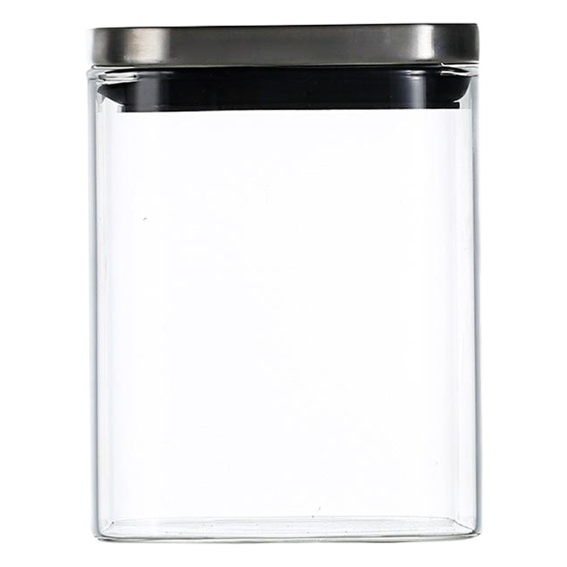 Fuente de la fábrica de vidrio sellado frasco de vidrio cubierta de acero inoxidable de vidrio tarro de té Cocina granos de almacenamiento de alimentos tarro