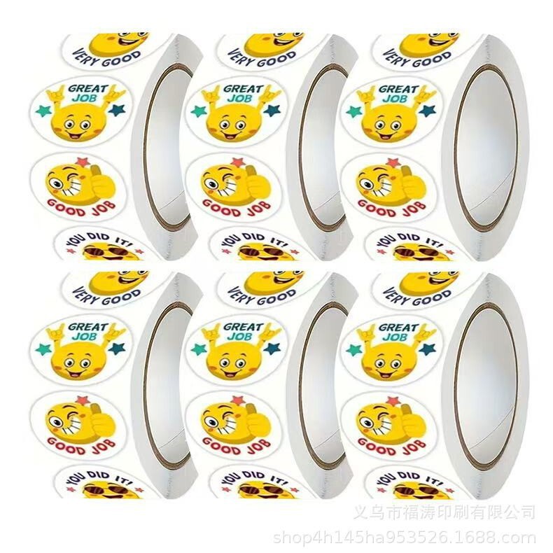 500 Creative Roll Smiley Face Stickers, Cute Cartoon Expressions, Reward Decoration, Self-Adhesive Sealing Stickers