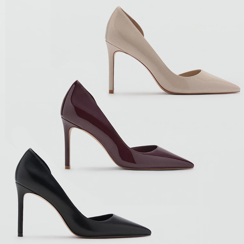 Women's Flats 2025 Autum New Women's Shoes Sexy Stiletto Heels Professional Work Shoes Pointed Toe Side Hollow High Heels for Women