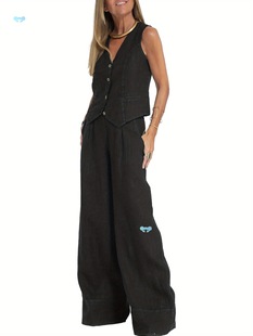Women's Front Button V Neck Sleeves Solid Color Placket