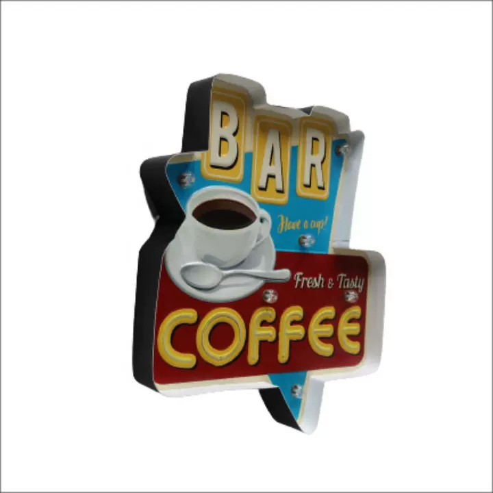 跨境金属欧美酒吧咖啡吧发光广告牌 户外门头背景墙led灯牌