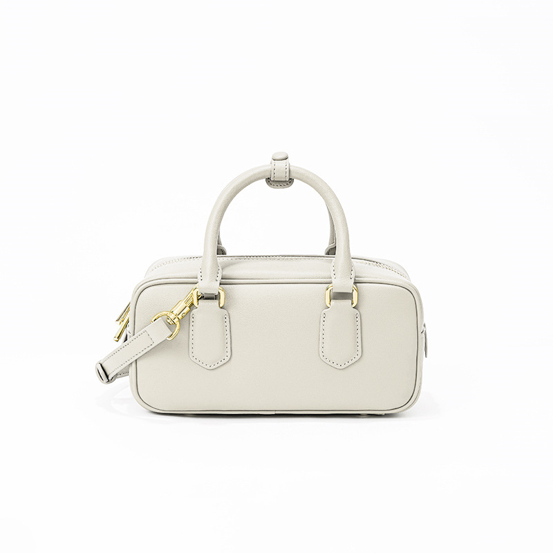 Best-Selling Women's Genuine Leather Boston Bowling Bag, Niche Design Pillow Crossbody Bag, Cowhide Handbag - Thumbnail 8