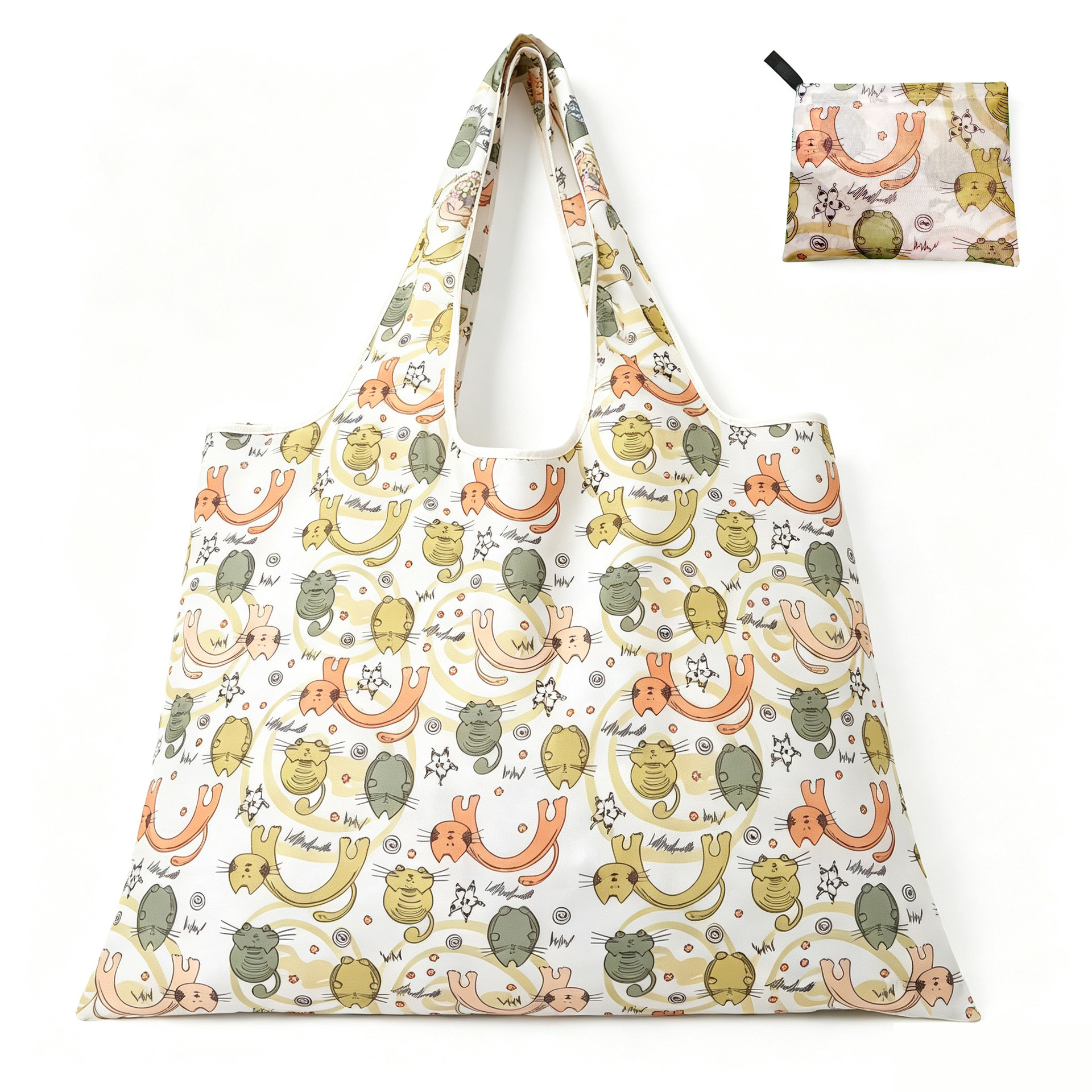 Nueva bolsa de compras plegable de gran capacidad en stock bolsa plegable de Protección Ambiental bolsa de almacenamiento portátil de impresión portátil creativa image 24