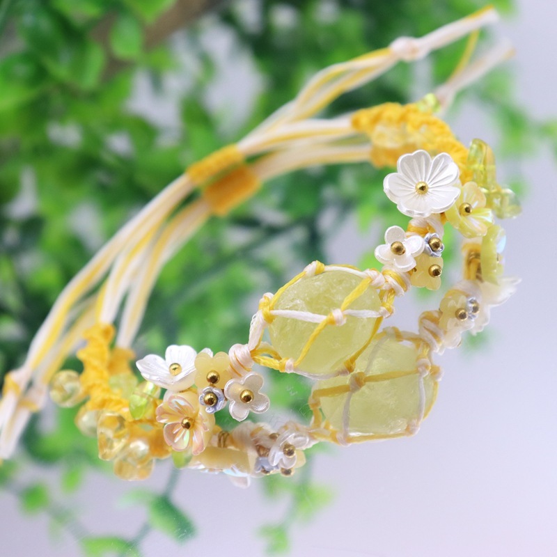 桂花原创小花环桂花印象水晶编绳黄水晶原石手森系ins风小众|undefined