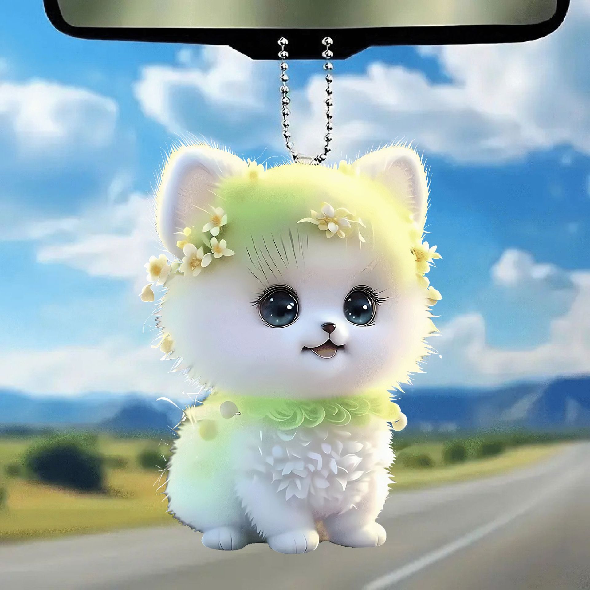 Nuevo acrílico lindo lindo perrito colgante mochila llavero espejo retrovisor de automóvil decoración colgante