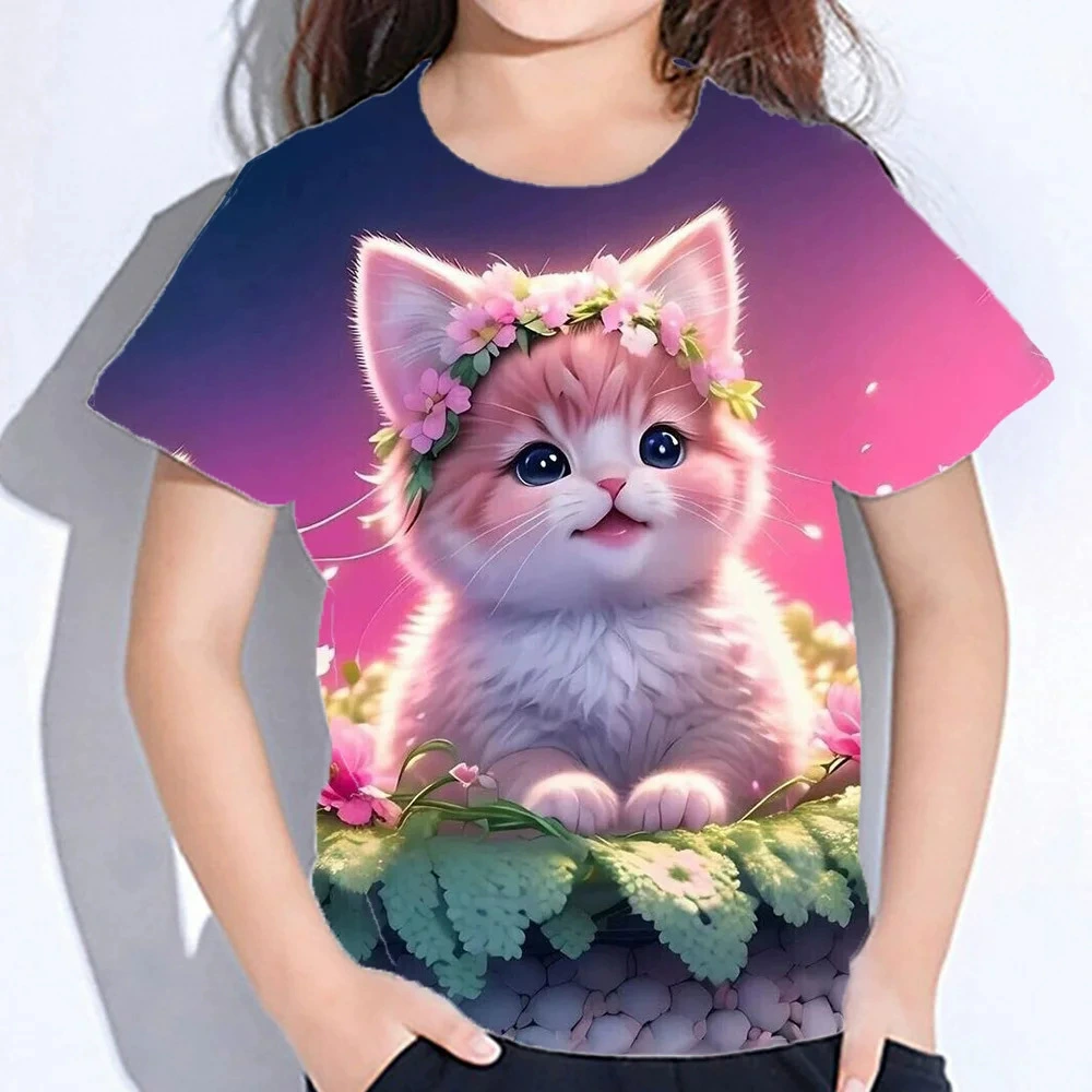 2024 новый стиль внешняя торговля кросс-бордер детская одежда милый Kawaii садовый кот принт девочки без рукавов топы
