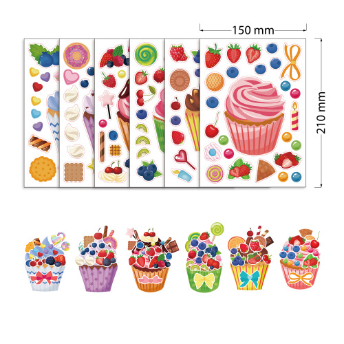CM2212010 Amazon cross-border children's figures cartoon DIY hand account puzzle strawberry ice cream stickers