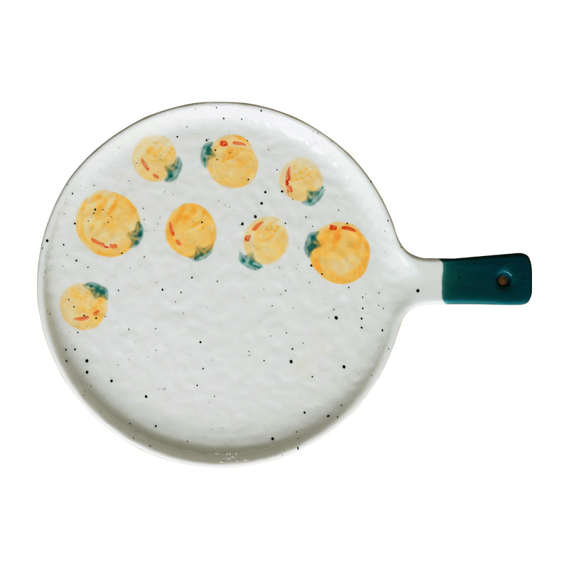 Creativo y lindo mango red bandeja de frutas bandeja de pastel bandeja horneado horno de microondas cerámica transfronteriza