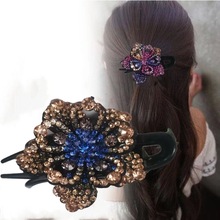 韩版优雅清新甜美发饰新款三齿夹头饰气质鸭嘴夹发卡女成人水钻发