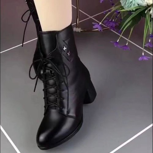  Autumn/Winter Genuine Soft Leather Fashion Martin Boots for Women, Non-slip Thick Heel, Non-slip Warmth, Anti-cold Pointed-toe Women's Short Boots