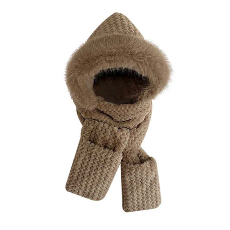 Protezione per le orecchie in pelliccia per bambini autunno inverno, cappelli caldi, sciarpe, guanti in un set da tre pezzi, antivento e freddo_voghion.com