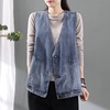 2021春夏新款文艺复古牛仔马甲女宽松百搭背心休闲开衫短外套上衣|ms