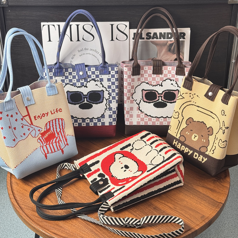 New Style Tote Bag, Cartoon Knitted Bag, Souvenir Gift, Large Capacity, Cute Handbag for Ladies, Commuting Handbag for Office Workers New Style Tote Bag, Cartoon Knitted Bag, Souvenir Gift, Large Capacity, Cute Handbag for Ladies, Commuting Handbag for Office Workers