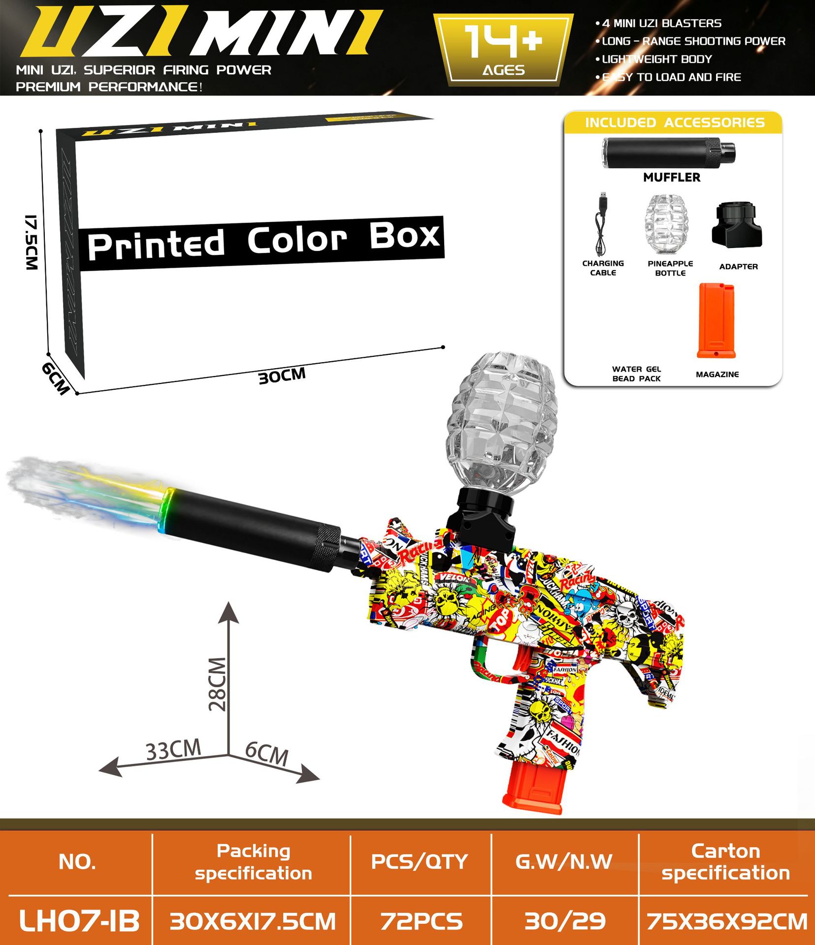 UZI-MINI-Graffiti 1-Colorful flame light spray