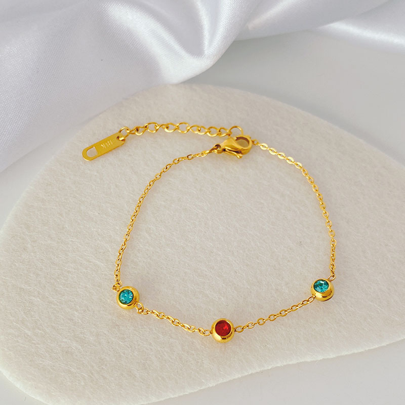 Simple Style Geometric Titanium Steel Plating Artificial Rhinestones Bracelets 1 Piece