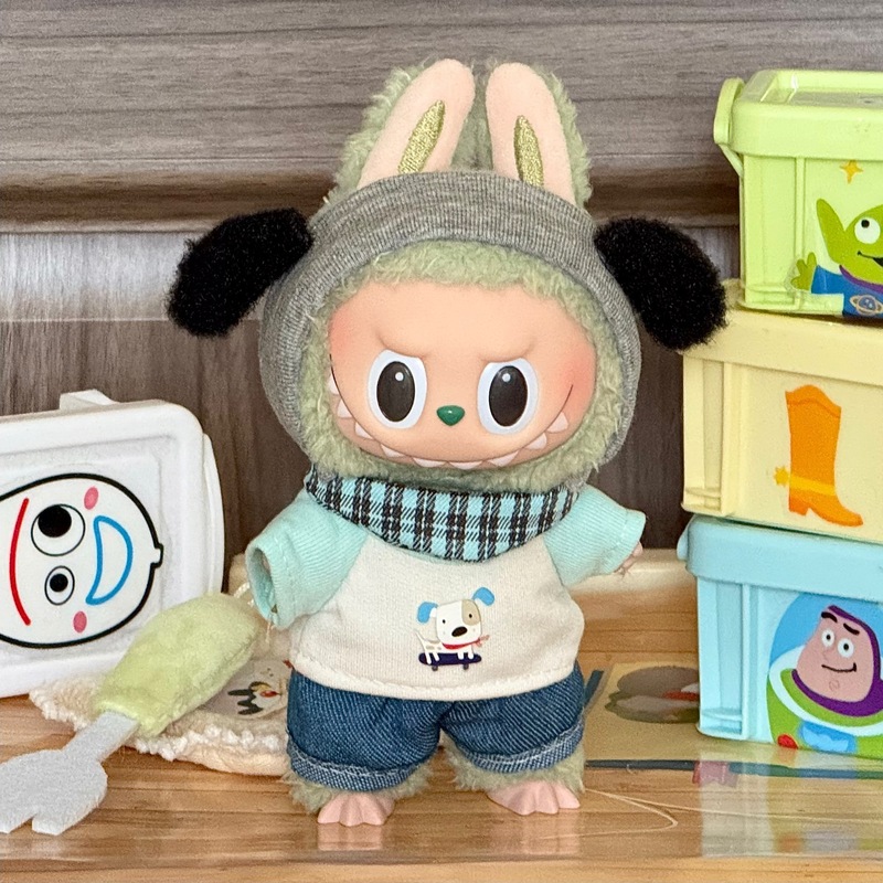 人形着せ替えスカート ラブベビー服 かわいいビニールぬいぐるみ ラブブ カジュアルスーツ服 7cm 布1|undefined