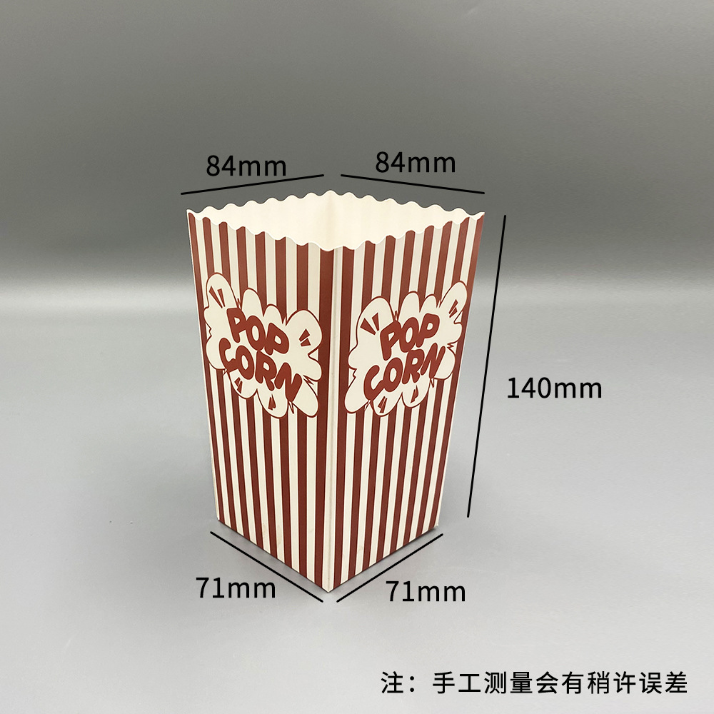 Caixa de embalaje de palomitas de maíz desechable, caja de embalaje para llevar, caja de papel para bocadillos, caja de bocadillos para cines, parque infantil