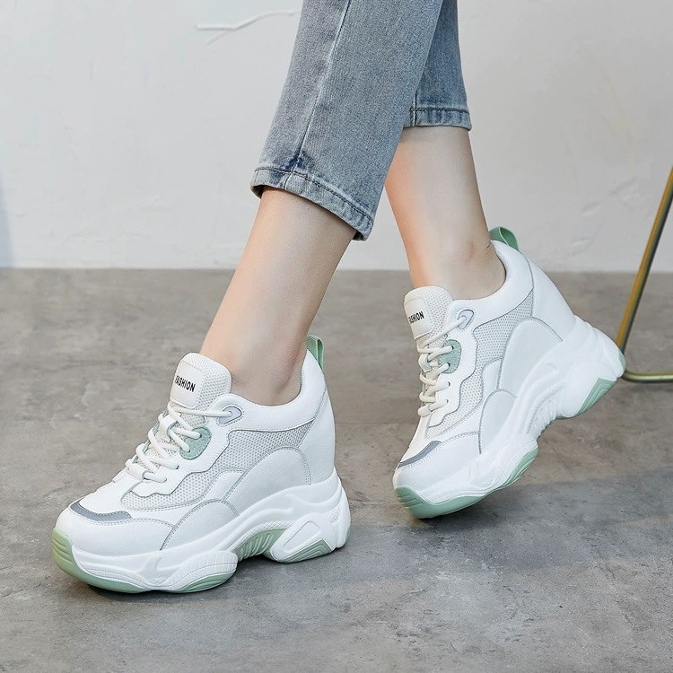 Кожаные dad shoes, женские туфли, 2025 новый корейский вариант, увеличение высоты, кроссовки с толстой подошвой, повседневная обувь, студентская, оптовый