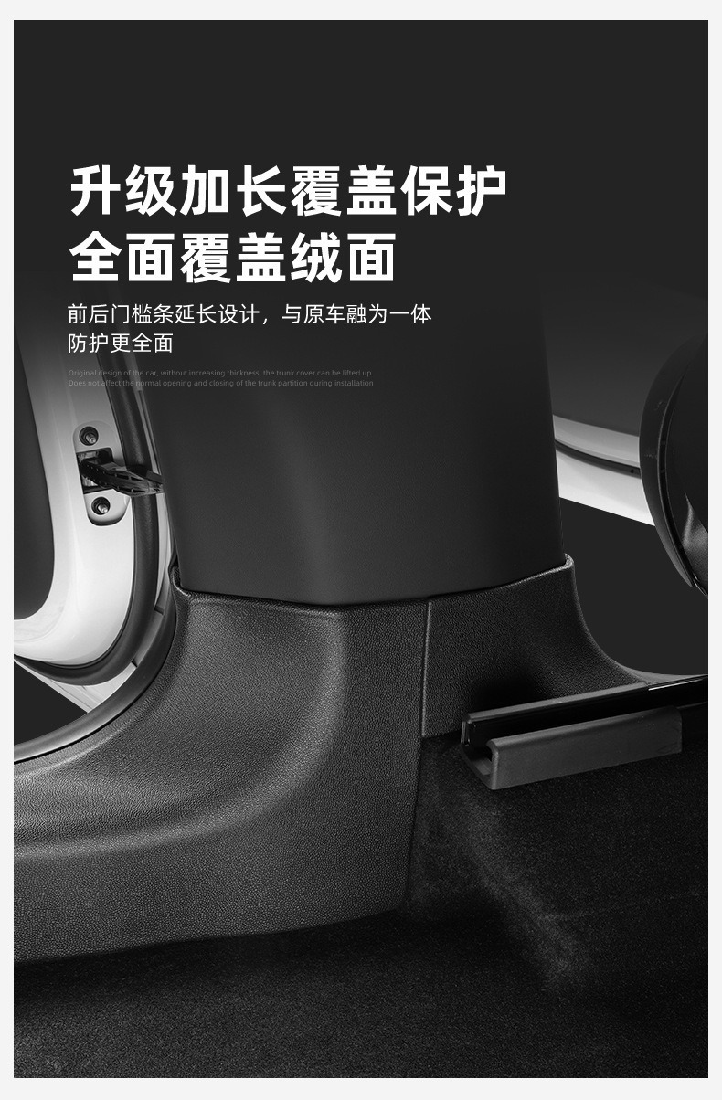 Suitable for Tesla Model Yl Front and Rear Door Sill Strips, Felt Protective Panels, Anti-Kick Pads, Tpe Soft Rubber, Dirt-Resistant