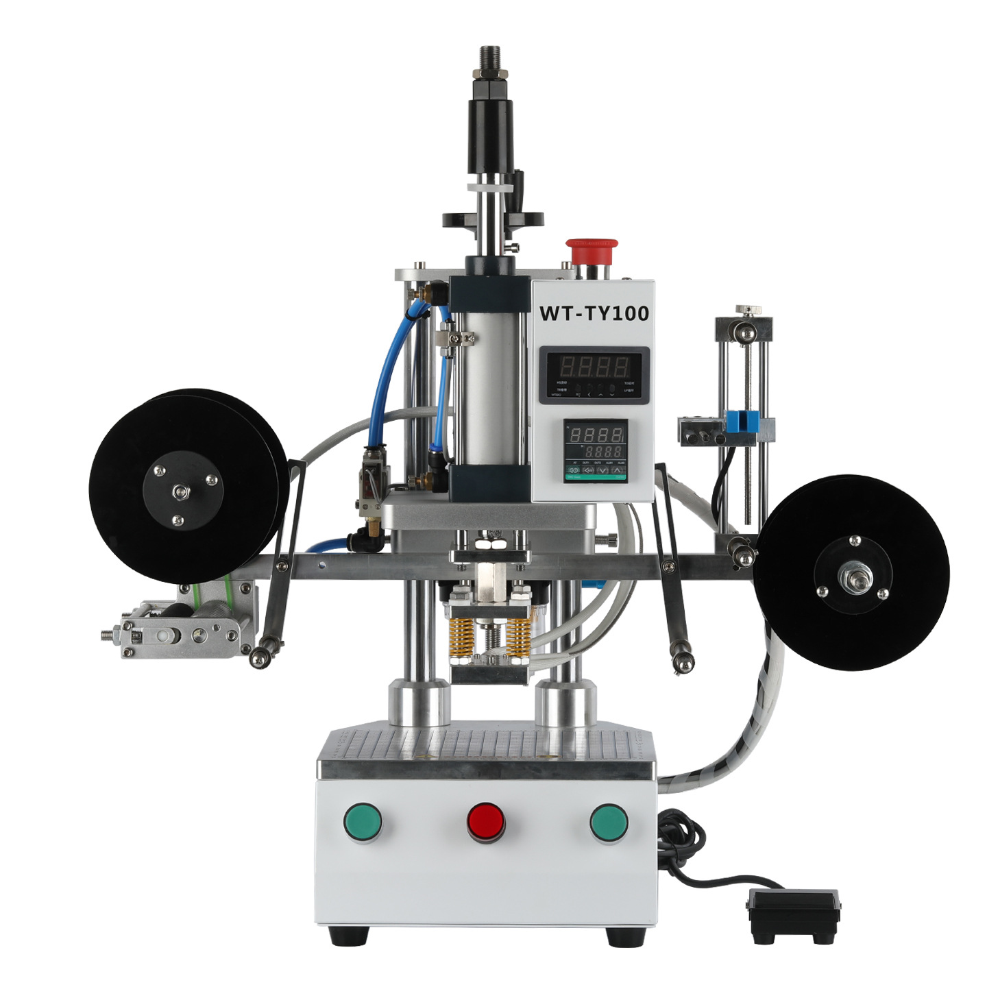 wtong全自动卷标烫画机棉布鞋垫热转印气动烫标机LOGO标签烫