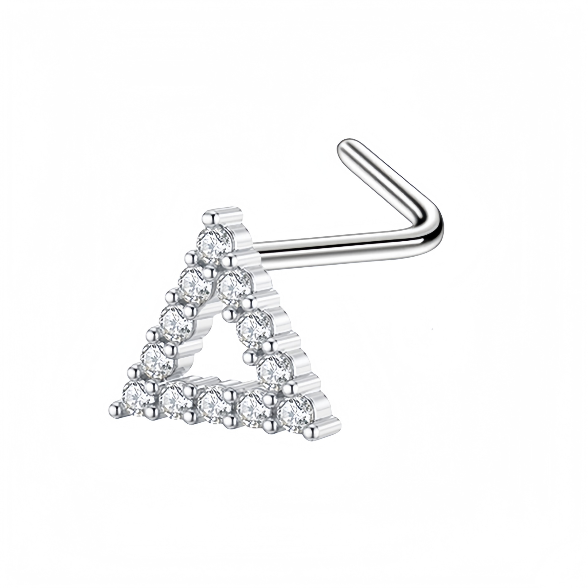 Nesepiercing i rustfritt stål med zirkon flere stiler_voghion.com