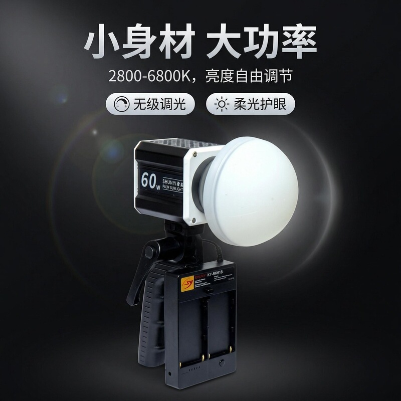 60W Outdoor Shooting Portable Lighting Lamp, Handheld Portrait Photography Light, Dimmable Bk618 Live Broadcast Fill Light