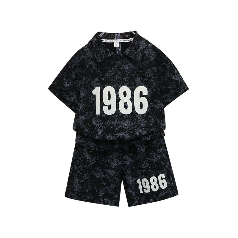 7189 ropa de verano para niños 2025 nuevo traje deportivo de camisa polo para niños de manga corta para niños de mediana edad y grandes