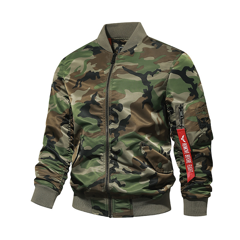 Autumn and Winter Camouflage Jacket Live Supply [Plus Cotton/Thin] Air Force Ma1 Pilot Jacket Men's Flight Jacket
