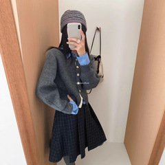 温柔软糯针织开衫女2025韩版秋冬新款甜美灯笼袖上衣圆领毛衣外套
